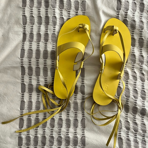Tibi Shoes - Tibi Yellow Lace-Up Leather Sandals